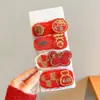 Horquilla de Peluche Roja de Año Nuevo 2025 para Niños Pinza Lateral para Flequillo de Niñas Pinza BB para el Cabello Horquilla para el Cabello