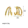 Aretes de Oro de 18K con Diamantes en Engaste de Tres Garras, Aretes Sencillos de Circonia, Estilo Minimalista Versátil, Joyería para Orejas Transfronteriza Europea y Americana Amazon