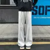 Coleção de outono: Calça de moletom pesada de 350g, levemente alargada para homens, com design tridimensional com linhas divididas, cordões duplos, corte solto e silhueta relaxada e fluida.