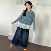 Conjunto de Niña Primavera 2026 Nuevo Moderno Top sin Mangas con Adorno de Encaje para Niña y Jeans de Mezclilla Ropa de Primavera para Niños
