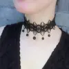Accesorios Temáticos Oscuros para Adultos, Gargantilla de Encaje Negro, Joyería de Cristal, Cadena para Clavícula Hecha a Mano, Collar Peculiar para Cosplay