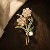 Broche de Rosa com Diamantes Estilo Chinês Novo para Mulheres, Broche Fashionável, Exquisito e Elegante, Acessórios de Terno Anti-Exposição Atacado