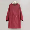 Bata de Trabajo de Moda Extensa Delantal Catering Trabajo Resistente a Manchas Manga Larga Ropa de Trabajo Cocina Hogar Algodón Delantal de Cintura Unisex