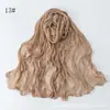 Lenço de crepe bolha brilhante transfronteiriço, cor sólida, listrado fashion, elástico, respirável, lenço longo franzido, lenço para cobrir a cabeça feminino