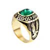 Anillo de aleación europeo y americano Jianjie Anillo de águila retro de soldado americano incrustado con esmeralda roja azul negra salida de fábrica