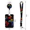 Lanyard negro de poliéster impreso con mariposa de epoxi, hebilla de fácil extracción, fácil de tirar, para identificación de teléfono móvil, mariposa con cubierta deslizante de empuje, tarjetero