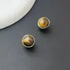 Pendientes Geométricos de Piedra Ojo de Tigre Maillard, Lujo Ligero, Estilo Exquisito y de Alta Gama, Pendientes de Nicho para Mujer, Pendientes Retro de Otoño e Invierno