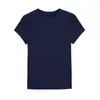 Gola Redonda [Liocel Tencel + Lã Merino] Camiseta Casual Feminina de Alta Qualidade Slim Fit Manga Curta