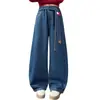 Jeans de otoño para niñas transfronterizos 2026 nuevo estilo ropa exterior de otoño para niños pantalones rectos de pierna ancha holgados para niños mayores modernos