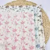 Gaze de algodão dupla camada, tecido com estampa de folhas estilo chinês novo para roupas de bebê e crianças e vestuário doméstico, tecido crepom