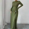 Vestido Amazon Europa Transfronteiriço 2026 Outono Comércio Exterior Cor Sólida Manga Longa Bodycon Saia Vestido de Malha Stretch