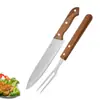 Juego de 2 piezas de Herramientas para Barbacoa de Acero Inoxidable, bolsa de tela Oxford para exteriores y hogar, tenedor y cuchillo para barbacoa, traje combinado para parrilla