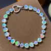 Pulsera de Ópalo Natural Puro, Piedra Principal Limpia de Cristal de 6 mm, Plata S925 Finamente Incrustada con Ópalo Natural