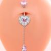 Colgante de cadena de amor transfronterizo, nuevo, anillo para el ombligo, corazón en forma de melocotón, anillo largo para el ombligo, joyería de perforación europea y americana al por mayor