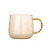 Venta al por mayor de fábrica taza de café de vidrio con asa estilo nórdico taza de leche taza de barriga grande taza transparente para avena desayuno