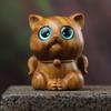 Sândalo verde esculpido garfo cintura gato irritado Xiao Mao maré brincar ornamentos artesanato criativo boneca de mão presente de aniversário feminino