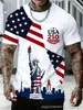 Camiseta de Estilo Patriótico Americano, Estampado 3D de la Bandera Americana, Camiseta Casual Unisex de Manga Corta, Venta Directa del Fabricante