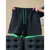 Pantalones Cortos de Punto de Cruz Color Block de Secado Rápido para Hombre Verano Diseño de Nicho Sentido Deportivo Pantalones Deportivos Rectos Casuales Pantalones de Cuatro Quintos