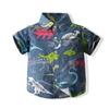 Camisa Casual para Meninos Comércio Exterior Roupa Infantil Verão 2023 Novo Estilo Europeu e Americano Manga Curta Infantil Poliéster Algodão Camisa com Dinossauro de Desenho