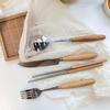 Acero inoxidable traje de cubiertos de haya cuchillo tenedor cuchara cuchara de café palillos tenedor para ensalada fruta cuchara BH347