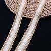 Novos acessórios de renda bege com fio de ouro estilo Chanel, casaco de tweed com borda decorativa de renda, acessórios com borda de fio de ouro