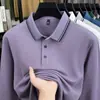 Camiseta de manga larga de algodón puro transfronteriza para hombre, a rayas, holgada, moderna, casual, versátil, tacto de alta gama, cuello con solapa, polo, camiseta para hombre