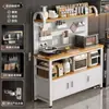 Rack de Cozinha Multifuncional Montado na Parede Buffet Integrado Forno de Micro-ondas Metal de Chão Armazenamento Armário à Prova de Pó