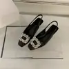 Sandalias Cuadradas de Tacón Grueso Estilo Hada Suave para Mujer 2025 Nuevo Estilo Primavera y Verano Sandalias Francesas Hermosas para Dedo del Pie para Mujer