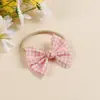 Diadema Fina de Bebé Dulce Europea y Americana Cuadros Rosas Lazo Pequeño Diadema para Bebé Joyería para Recién Nacidos Pasador para el Cabello para Niños