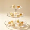 Soporte de exhibición para bodas y fiestas de cumpleaños, soporte para pasteles de acrílico transparente, soporte de exhibición de mesa de postres redondo de múltiples capas