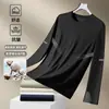 Camiseta de manga larga para hombre 2026, top holgado de cuello redondo para primavera y otoño, camiseta interior fina, capa base versátil