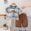 Roupas Infantis 2024 Verão Novo terno Masculino 'Confortável manga curta de duas peças Casual Conjunto de duas peças