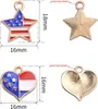Bandera americana amor cinco puntas estrella gota de aceite colgante diy aleación joyería accesorios pulsera banda de goma colgante