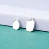 Plata de Ley S925 Colgante Liso Plateado Brillante Liso Ovalado Cuadrado Medalla de Plata Colgante Pulsera de Cuerda Hecha a Mano DIY Accesorios de Plata