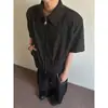 Camisa de Manga Corta con Hombrera Estilo Old Money Cleanfit para Hombre Verano Delgada Chaqueta Cardigan con Cremallera Camisa Corta Chaqueta Chaqueta