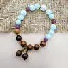 Pulseira de Madeira de Asa de Frango Natural com Contas de Vidro para Homens e Mulheres, Casais e Melhores Amigos, Nova Pulseira Estilo Chinês, Joias Estilo Antigo Atacado