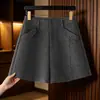 Pantalones de Lana de Tres Cuartos para Mujer Otoño/Invierno Cintura Alta Holgados Pierna Ancha Pantalones de Lana Bootcut Estilo Nuevo 2026 Ropa Exterior Capa Base Pantalones Casuales