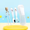 Productos para la Madre y el Bebé Portátil Alimentación Juego de Vajilla Infantil Dibujos Animados Palillos de Aprendizaje Palillos de Entrenamiento Cuchara Tenedor de Acero Inoxidable 304
