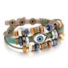 Pulseira de couro trançado à mão com contas multicamadas de estilo étnico popular transfronteiriço ajustável para casal