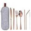 Fabricante Personalizado Aço Inoxidável Portátil Talheres Faca de Bife Colher Garfo Canudo Hashi Mais Logo Conjunto para Viagem ao Ar Livre