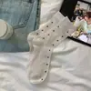 Calcetines de Primavera Verano para Mujer Calcetines Finos de Malla de Lunares Calcetines Waffle de Media Caña de Lunares Estilo JK Calcetines de Algodón para Mujer al por Mayor