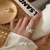 Anillo Tejido de Flor Perla Imitación para Mujer Dulce Cool Moda Personalidad Elegante Anillo Abierto Anillo de Dedo Moda