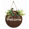 Guirnalda Redonda de Madera Transfronteriza Saludos de Bienvenida Listado Placa para Puerta de Interior y Exterior Arte de Pared Pintura Decorativa de Madera Colgante