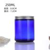 Atacado azul 250ml creme garrafa vela vidro aromaterapia frasco de vidro vela frasco transparente tampa de alumínio aromaterapia