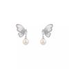 Pendientes de plata 925 con forma de mariposa y perla, ligeros y lujosos, con un toque de nicho y diamantes, personalizados y de alta gama.