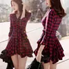 Camisa de Cuadros Estilo Coreano de Primavera para Mujer, Corte Ajustado, Algodón Lino, Camisa de Mujer de Longitud Media, Manga Larga, Top Básico 2024