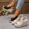 En stock: Sandalias de cuña estilo europeo y americano con punta abierta, talla grande, nuevo estilo verano 2026, plataforma, exportación transfronteriza, sandalias romanas para mujer.