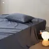 Sábana bajera de color sólido estilo hotel clase A, 100% algodón de fibra larga cepillado, pieza única, colcha de algodón puro engrosada, ultrasuave para dormir desnudo