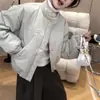 Moda Trendy de Invierno 2026 Chaqueta Fina de Algodón Abrigo Corto para Mujer Estilo Coreano Versátil Cuello Alto Ropa Holgada de Algodón