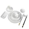 Juego de Vajilla de Porcelana Fina, Vajilla y Combinación de Platos Estilo Chino Nuevo con Borde Plateado para Hotel, Caja para Club de Restaurante, Imprimible